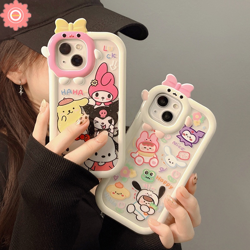 Case Untuk Redmi Note10 10 11 11S 10s 10 11 Pro Max8 9 Redmi A1 A1+ 9 10 9T 10C 10A 9A 9C NF PO CO M3 X3 MI 11Lite 3D Bow Little Monster Lens Graffiti Kuromi Melody Hello Sarung Kitty