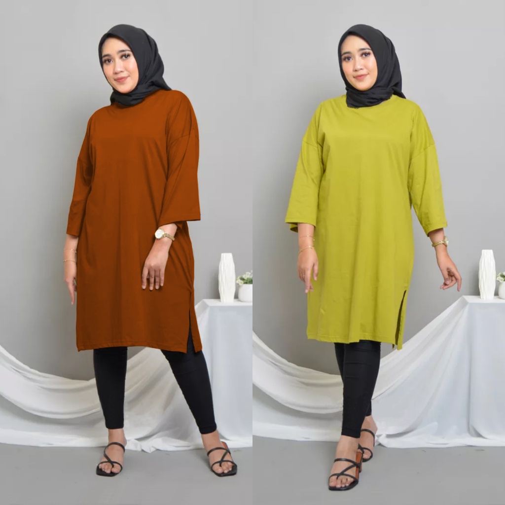 GR TUNIK BASIC OVERSIZE POLOS DRESS OVERSIZE KAOS POLOS BASIC MIDI DRESS SR321