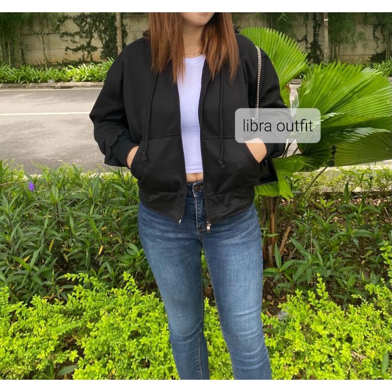 Crop Ziper Hoodie Crope Zip Up Oversize by Libra