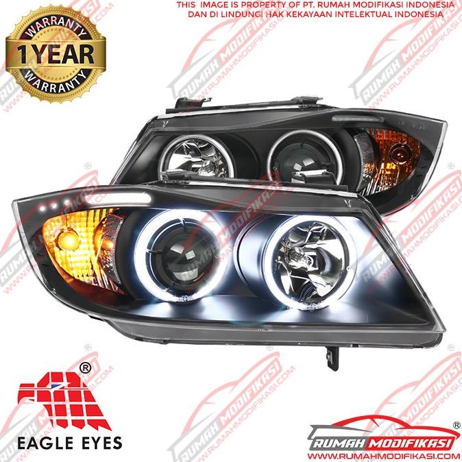 Headlamp - Bmw E90 2005-2008 - Eagleeyes - Angel Eyes - Led - Black