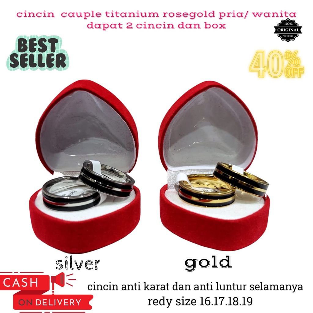 Cincin  Rosgold/silver TITANIUM Korean Fashion Couple Tunangan Titanium Emas Anti Karat Model TERBARU 2022 Untuk Pria Dan wanita free box