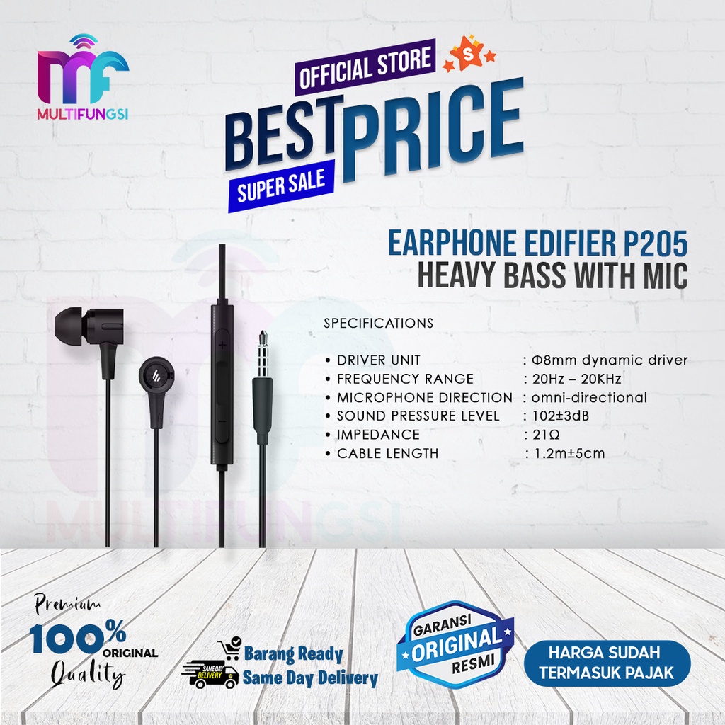 Earphone Edifier P205 Heavy bass with Mic