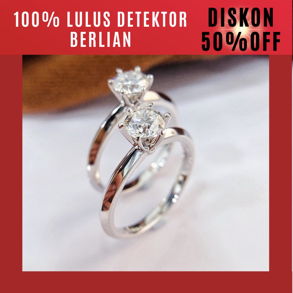 【 100% asli moissanite, bisa jual kembali toko emas lain】Queen Jewel⭐Cincin Enam Cabang Klasik 1ct/2