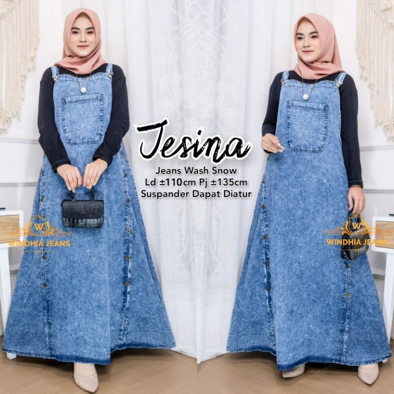 JESINA OVERALL | Overal Jeans Wanita | Baju Kodok Wanita Kekinian