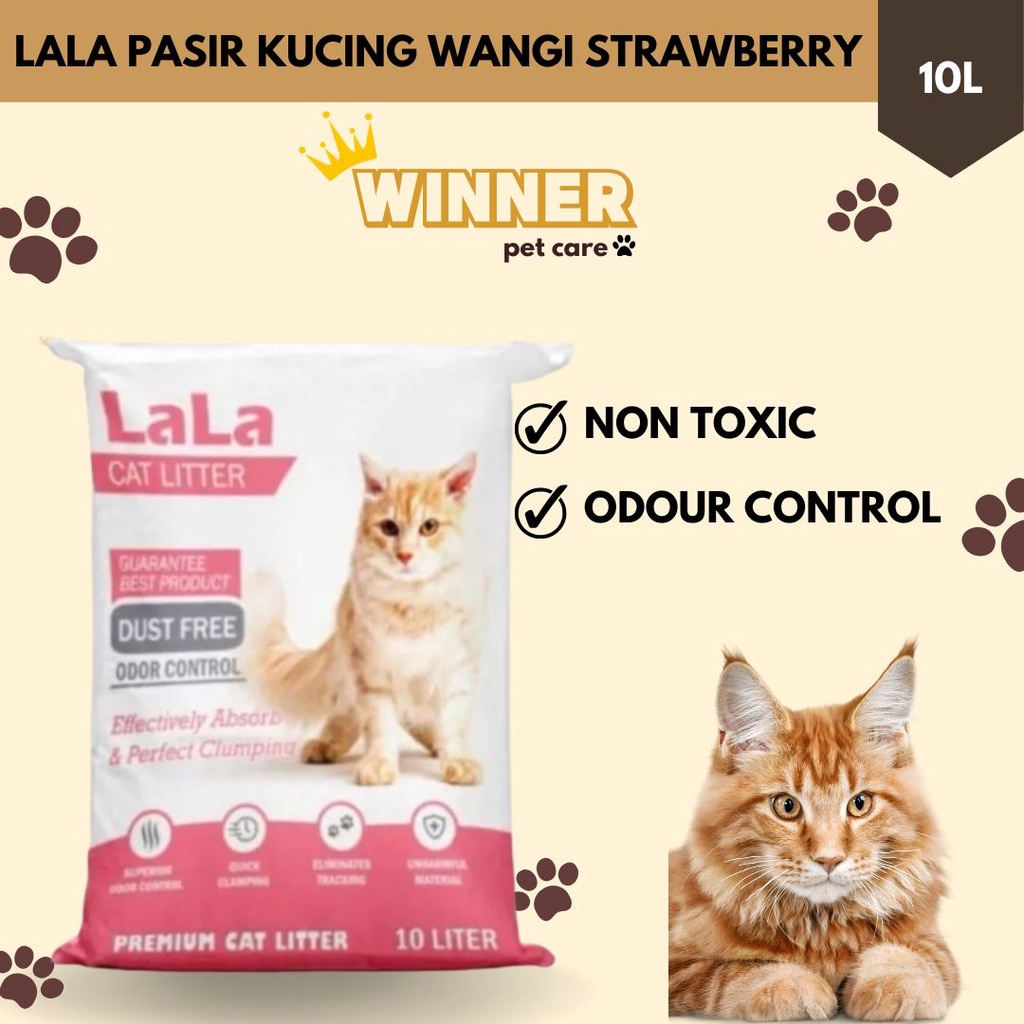 LALA Pasir Kucing Cat Litter Wangi Strawberry 10 liter