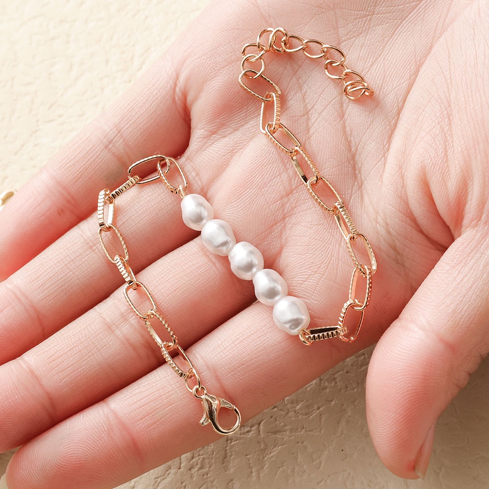 3pcs / Set Gelang Rantai Liontin Kuba Boho Bahan Stainless Steel Gaya Korea Untuk Wanita