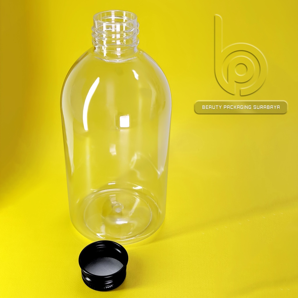 Botol plastik 250ml Oval bening tutup ulir