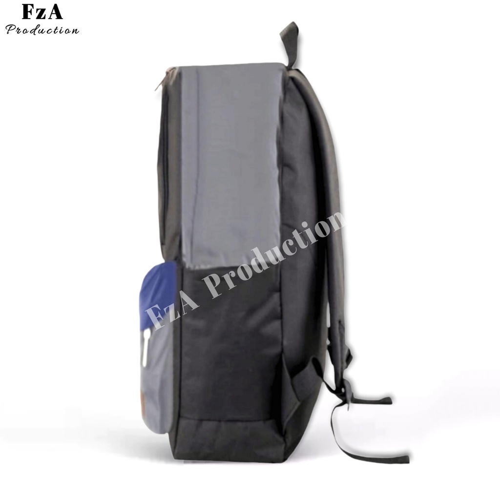 FzA Official - Tas Ransel Distro Original Casual pria Wanita / Tas Ransel Laptop / Backpack Sekolah Kuliah Distro Original Tas Punggung Laptop - Black Grey DFN