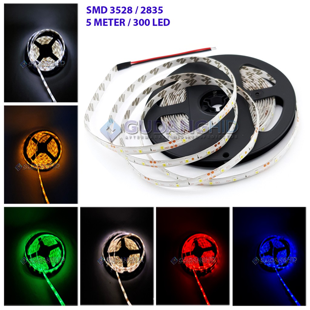 Lampu Outdoor 5 Meter Silicone LED Strip 3528 / 2835 12V IP45 Waterproof