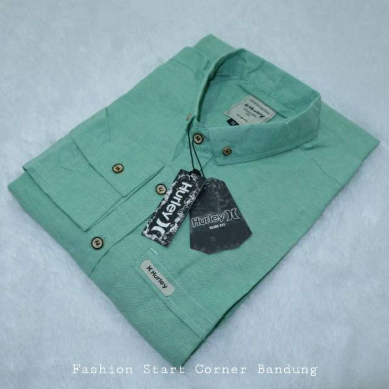 Kemeja Polos Pria Warna Sage Green Kemeja Polos Panjang Pria Kantor Katun Slimfit