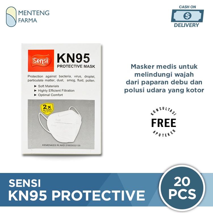 Sensi Mask KN95 Isi 20 Masker - Masker Pelindung 5 Ply Double Filter