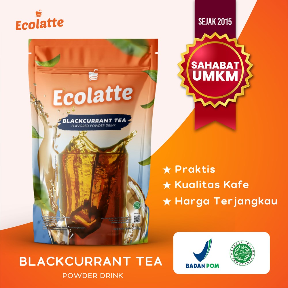 [1 KG] ECOLATTE BLACKCURRANT TEA 1KG Powder Drink Bubuk Serbuk Minuman Enak Halal BPOM