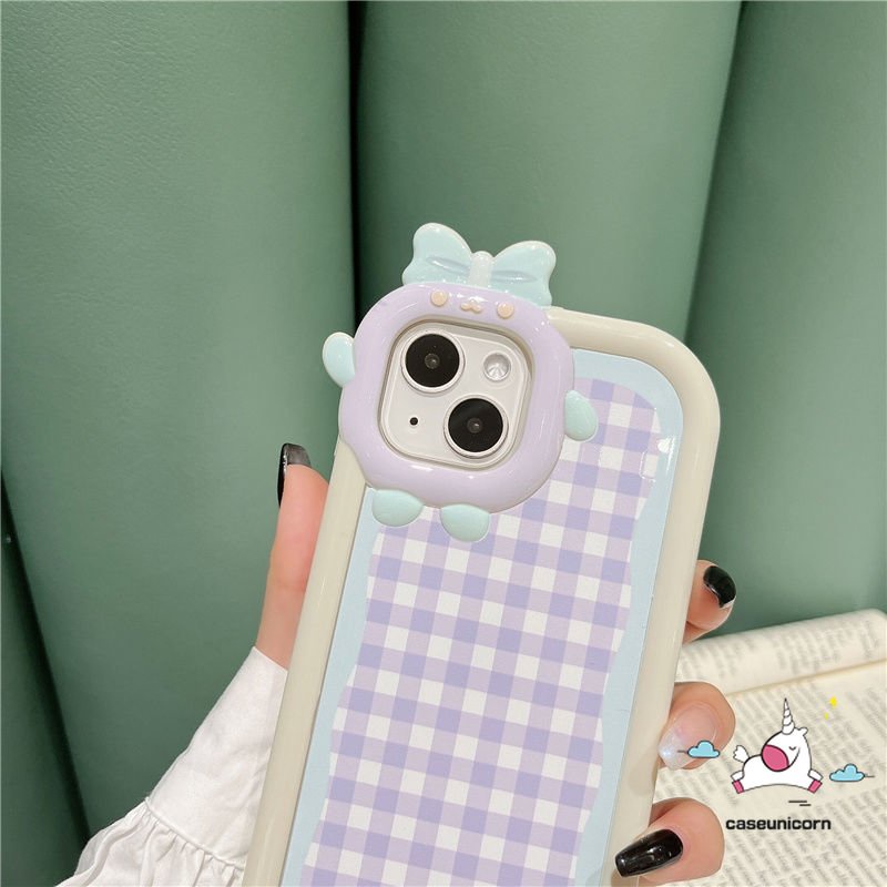 Casing Samsung A04 A14 A50 A50s A04s A04E A23 A12 A13 A32 A53 A30s A03 A73 A51 A52 A02s A52s A31 A22 A11 A33 A53 A21s A71 Ins Colorful Lattice Kartun 3D Bow Monster Lens Soft Case