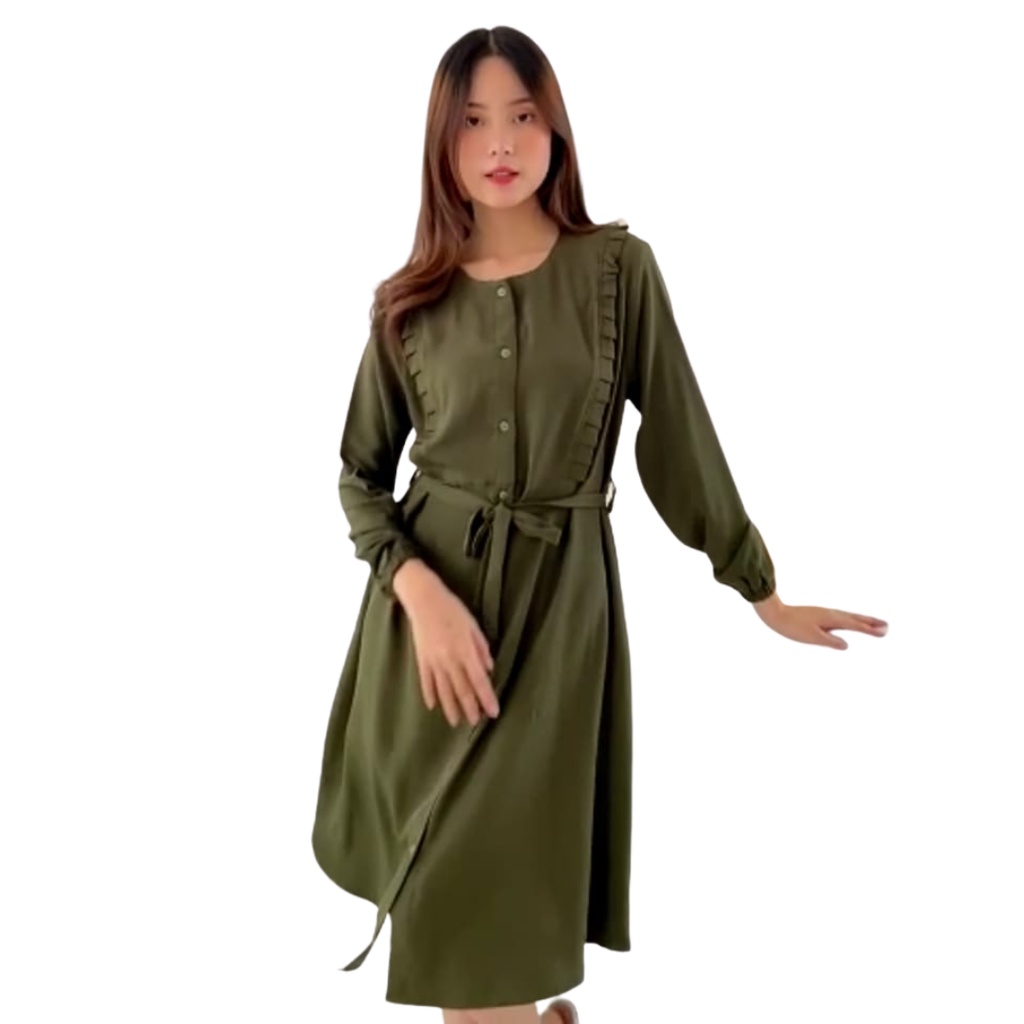 Midi Dress Wanita Shakila Mayra, Atasan Tunik NHM