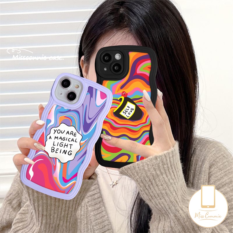 Redmi 9T 12C 9 10 9A 10A 10C 9C NFC A1+Redmi Note10 11s Note 11 Pro+10s 10 Pro Max Plus 9 Pro Note8 Wavy Edge Casetify Cat Air Love Self Label Pelangi Warna-Warni Lembut Tpu Cove