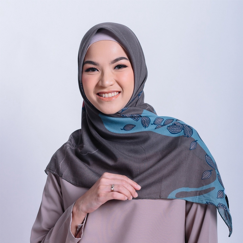 Anniversary Sale  - ZM Zaskia Mecca - Adonara Dusty Blue Scarf Kerudung Segi Empat