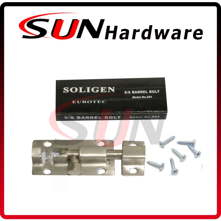 Grendel Pintu Rumah Soligen 4 Inch 10 Cm Plat Stainless Silver Slot Selot