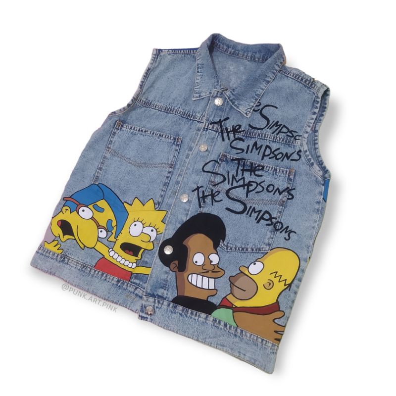 Jaket rompi vest jeans denim levis lukis painting custom