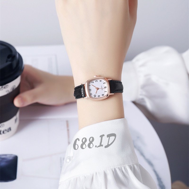 Jam Tangan Wanita Analog Kulit Sintentis Jam Tangan Kotak Kecil Fashion Murah Korea Impor JT 11