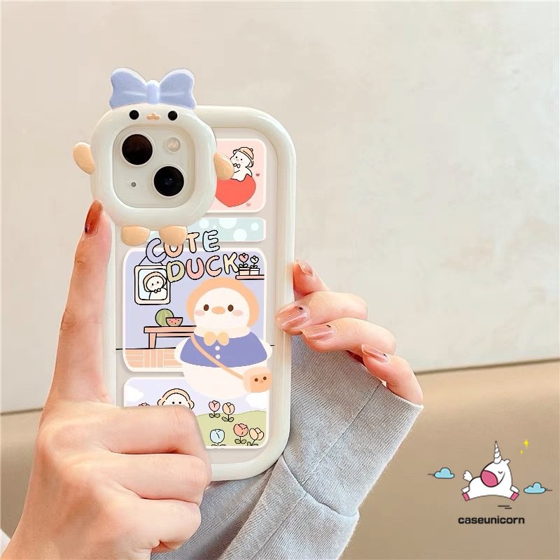 Soft Case Desain Kartun Bebek Monster 3D Untuk iPhone 11 14 12 13 Pro MAX 6 6s 7 8 14 Plus XR X XS MAX SE 2020