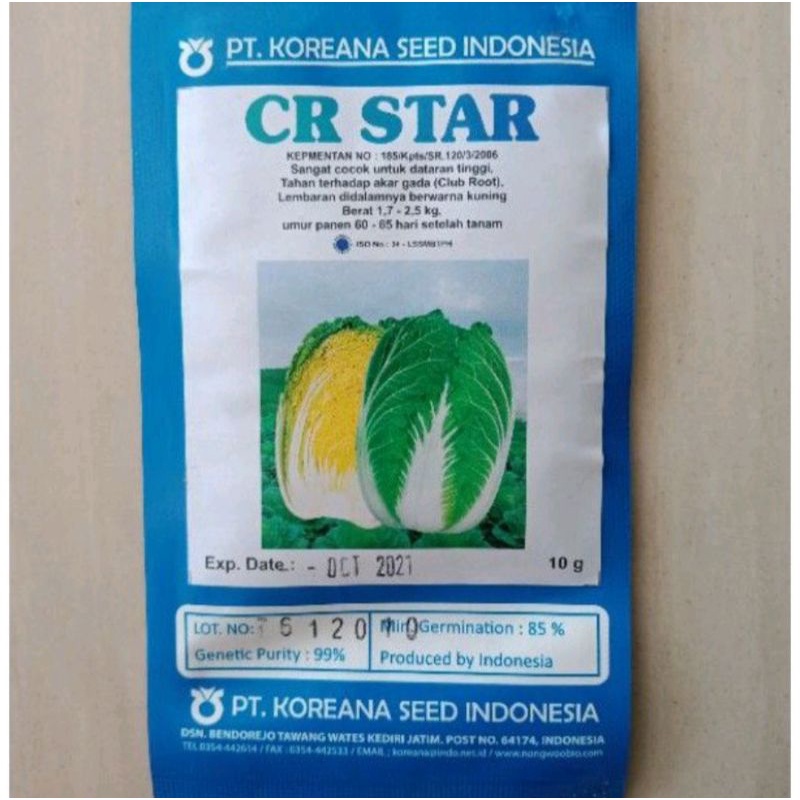 Jual Cr Star F1 Koreana Seed Benih Sawi Putih Manis Jumbo Isi 10 Gram