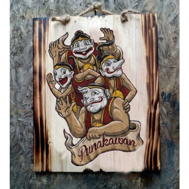 HIASAN DINDING SOUVENIR JAWA LUKISAN KAYU WAYANG SEMAR PUNAKAWAN KLASIK