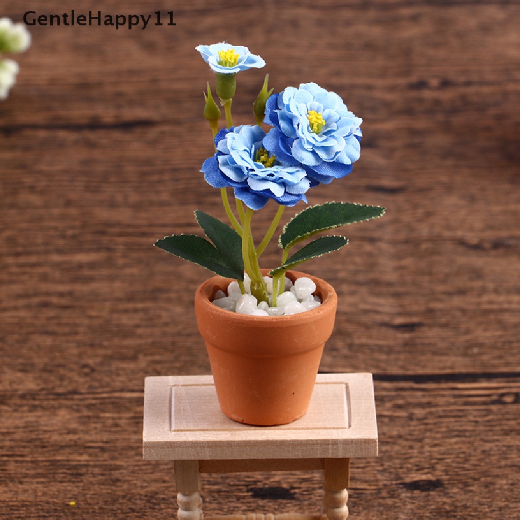 Gentlehappy Mainan Miniatur Pot Bunga Mawar Skala 1: 12 Untuk Dekorasi Rumah Boneka