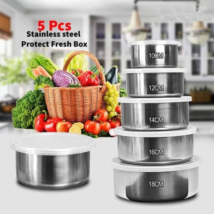 RANTANG SUSUN Protect Fresh Box - Rantang Stainless Steel 5 Susun Tutup Plastik