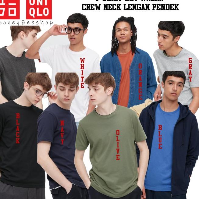 ORIGINAL UNIQLO - KAOS POLOS PRIA TSHIRT DRYCREW ONECK VNECK KAOS PRIA - Vneck, S