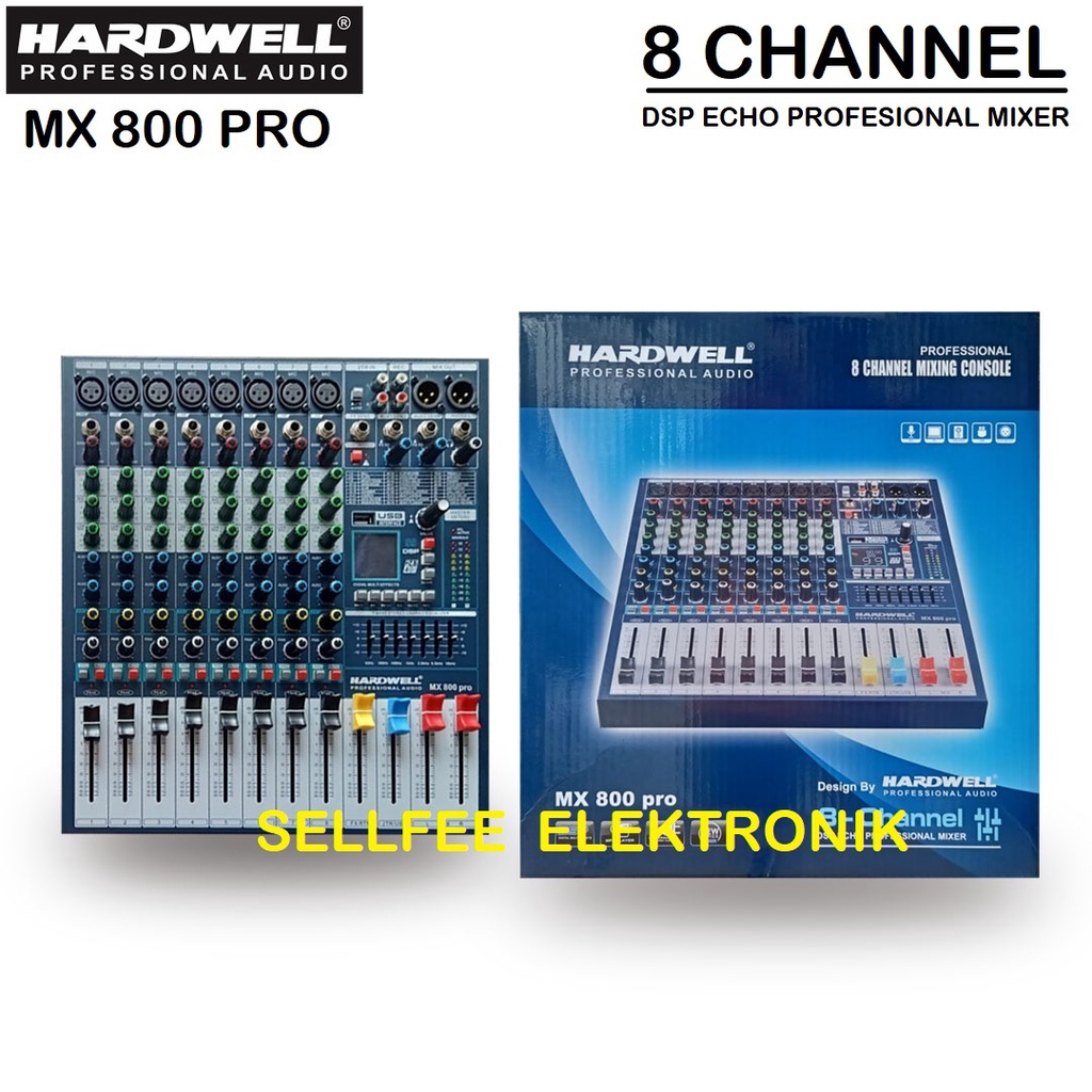 Mixer Hardwell 8 Channel MX 800 Pro Support USB Interface