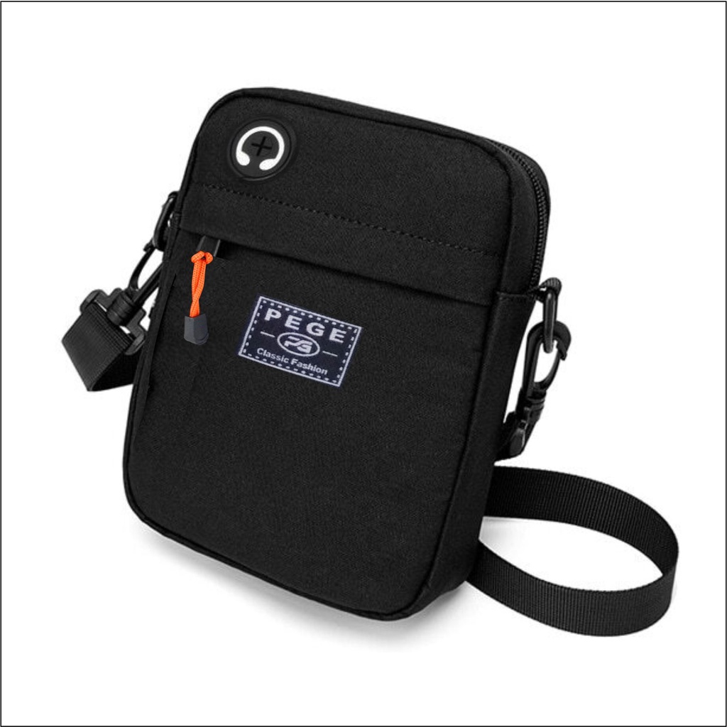 Tas Selempang PEGE Slingbag Pria Model Polos Warna Hitam - PG 8931