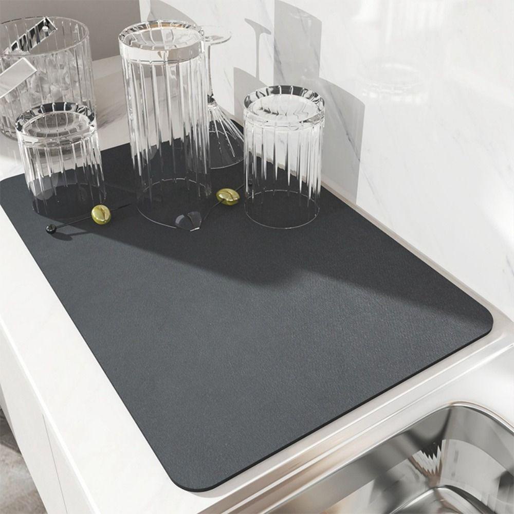 Quinton Drain Pad Super Absorbent Solid Color Heat Insulation Pad Cuci Meja Dapur Gratis Untuk Keset Kamar Mandi Alas Pengeringan Cepat Kering