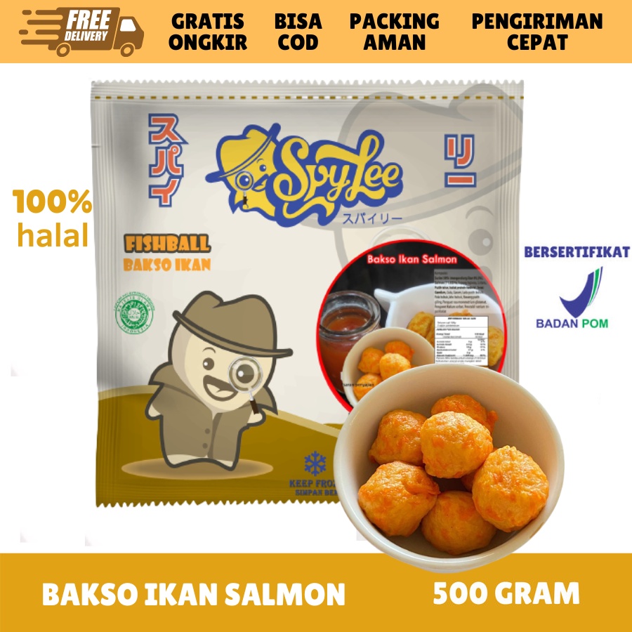 [FROZEN FOOD SPYLEE] BAKSO IKAN SALMON ISI 30 (500GR) MAKANAN INSTAN BAKSO SOSIS BPOM HALAL