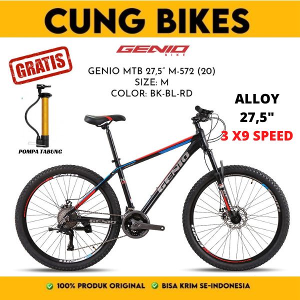 Sepeda gunung MTB 27.5 Inch Genio M 572 Frame Alloy Inner 3 x 9 Speed