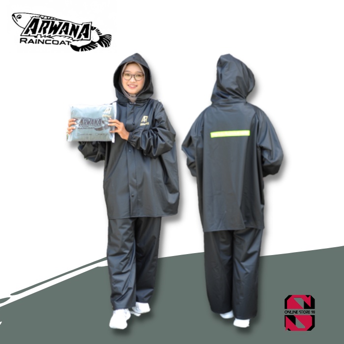 Jas Hujan Stelan Baju dan Celana Pria dan Wanita Bahan full Karet PVC 0,25 Tebal dan elastis Anti Rembes Garansi Original