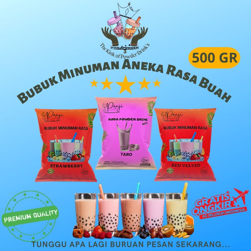 Jual Powder Minuman Boba Serbuk Minuman Aneka Rasa Buah Minuman Kemasan 500gr Bubuk Boba Cup 4109