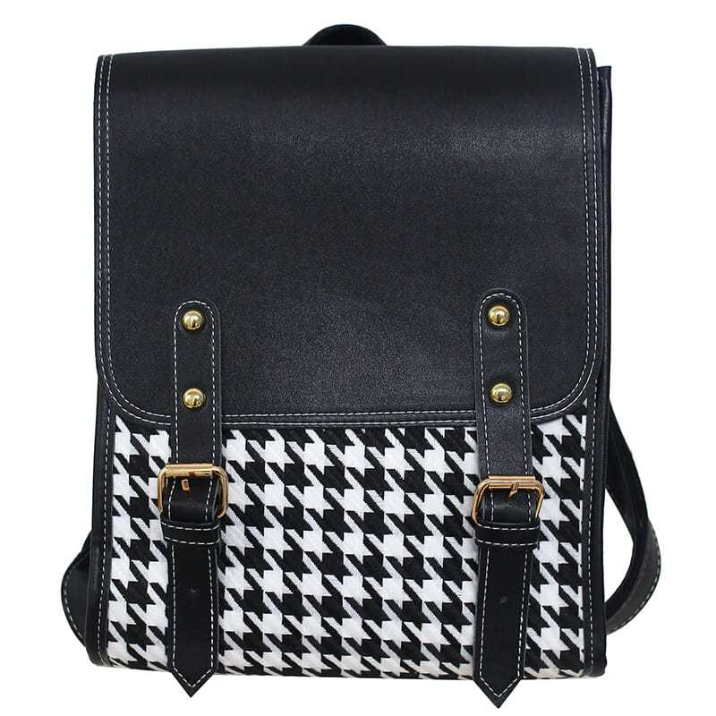 ℡✻Tas Houndstooth Tas Travel Tas Sekolah High-End Tas Sekolah Siswa Sekolah Menengah Ins Siswa Sekolah Menengah Pertama Ransel Kampus Versi Korea