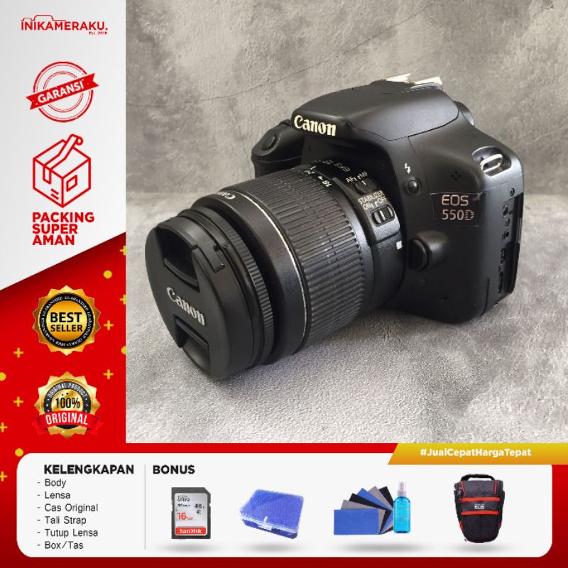 Kamera Canon 550d Lensa Kit 18-55mm Anti Vignet (Free Aksesoris Kamera)