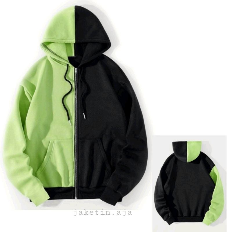 (S - XXXXL 6XL) Zip Hoodie Mix Warna Kombinasi NCT JISUNG Jaket Zipper Bigsize Korean Idol Kpop (S M L XL 2XL 3XL 4XL 5XL 6XL) Jumper Resleting Two Tone Unisex Jumbo Urban Style Oversize