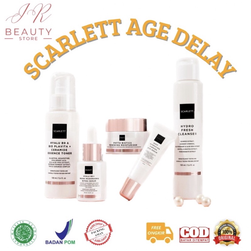 Scarlett Whitening [COD] Age Delay Series Paket Package Bundle Treatment Anti Aging Anti Penuaan Ori