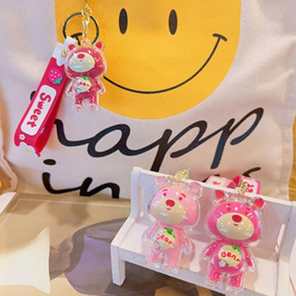 Lanfy Wanita Gantungan Kunci Lucu Kreatif Hadiah Strawberry Bear Pria Dekorasi Key Holder