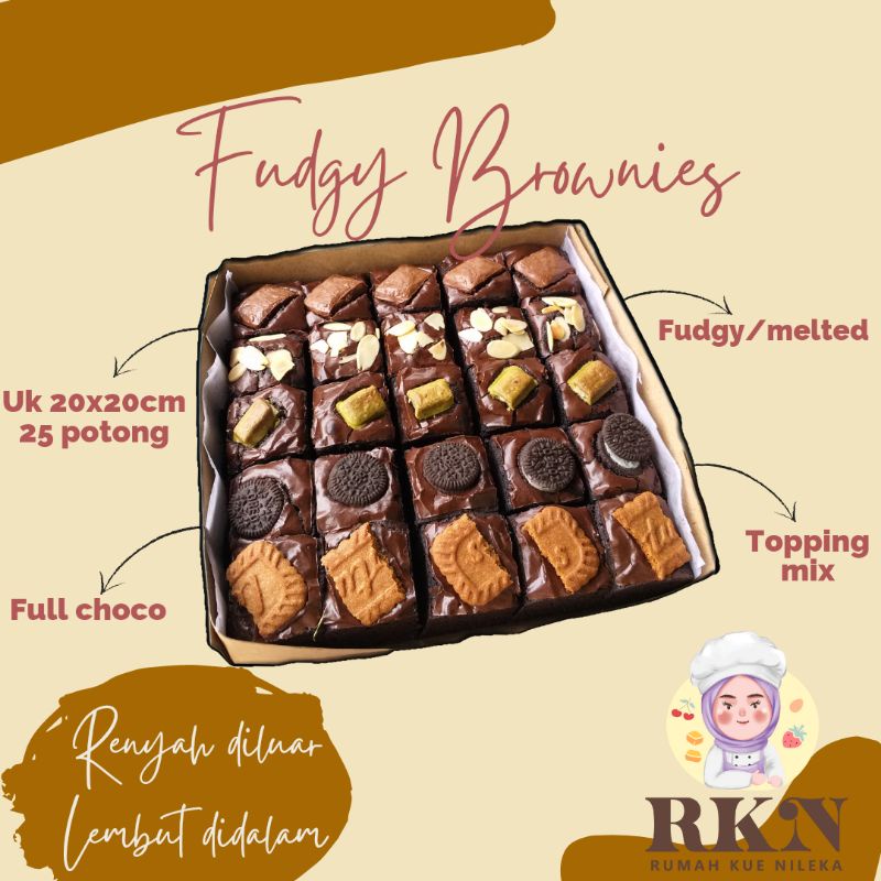 

Brownies Fudgy Premium Uk 20x20cm, Brownies Panggang