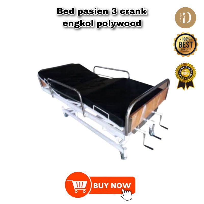 Bed Pasien 3 Crank / Tempat Tidur Pasien 3 Crank Engkol Polywood Berkualitas