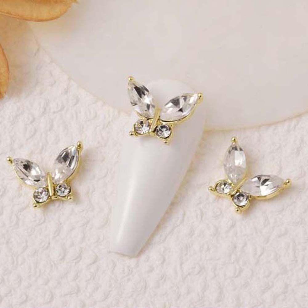 AUGUSTINA Agustina Nail Art Rhinestones Mode Cahaya Mewah Zirkon Kuku Bor Jepang Nail Art 3D Nail Jewelry