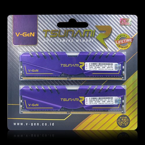 RAM DDR4 V-GeN TSUNAMI R 32GB 2666MHz 2X16GB KIT RAM GAMING OC VGEN CL15 dan CL16