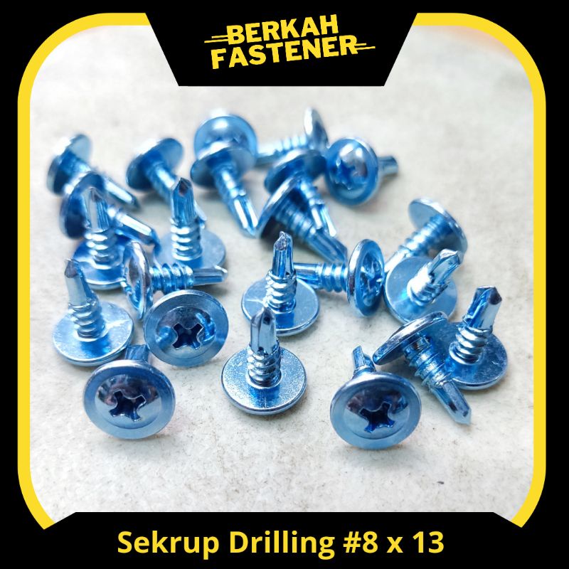 Sekrup Drilling 8 x 13 / Truss Head SDS Sekrup Baja Ringan Kepala Lebar