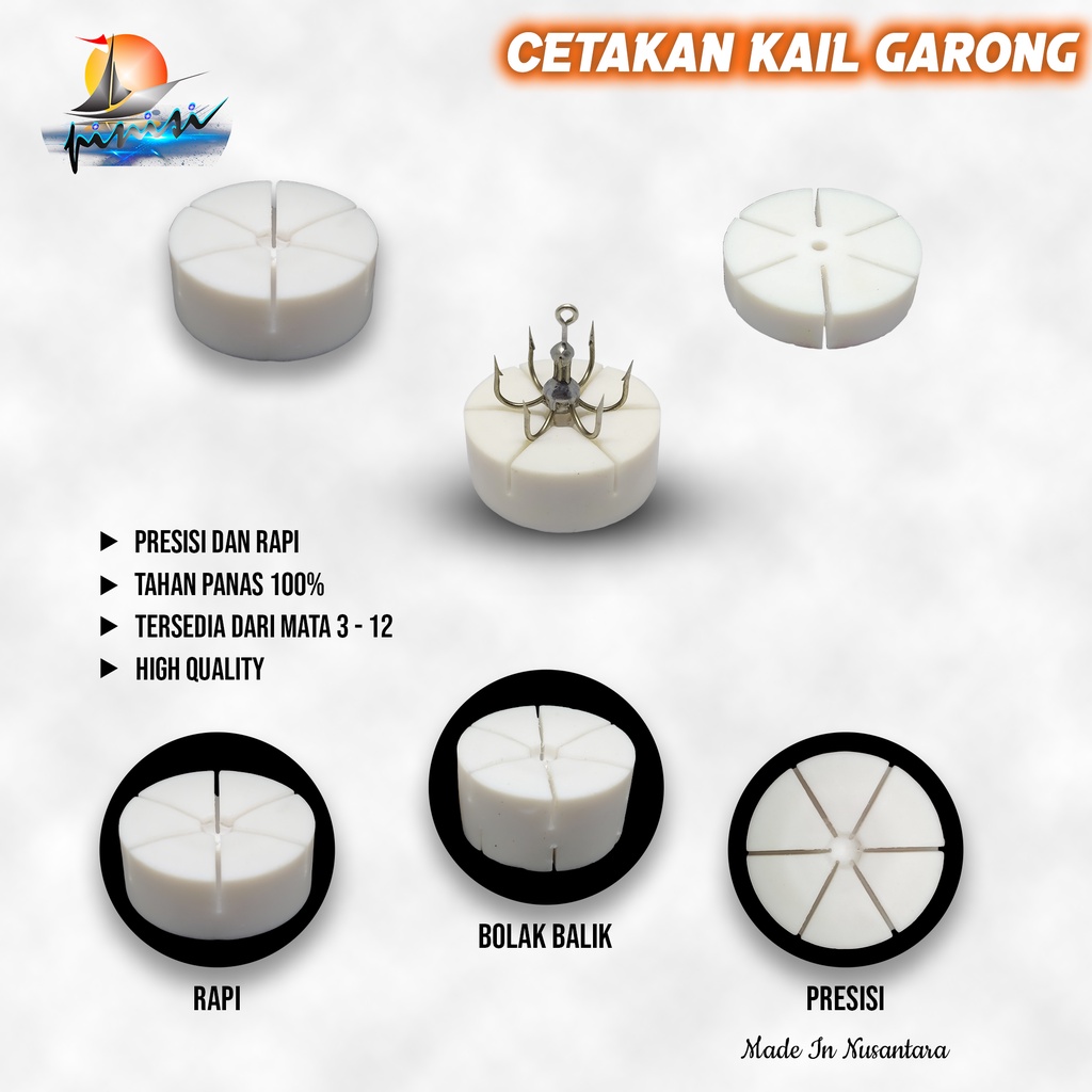 Cetakan Kail Garong - Ikan Baronang , Ikan Belanak , Ikan Nila  - Kail Jangkar Pancing Mata