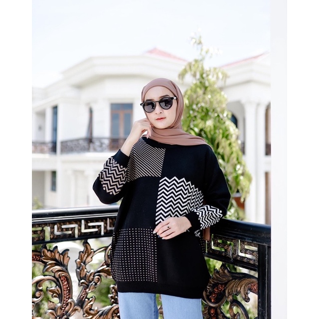 PEONY PAULA KNIT (Cek caption) sweater import