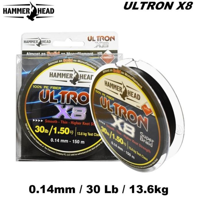 Senar PE benang PE hammer head ultron X8 150m black tali senar pancing