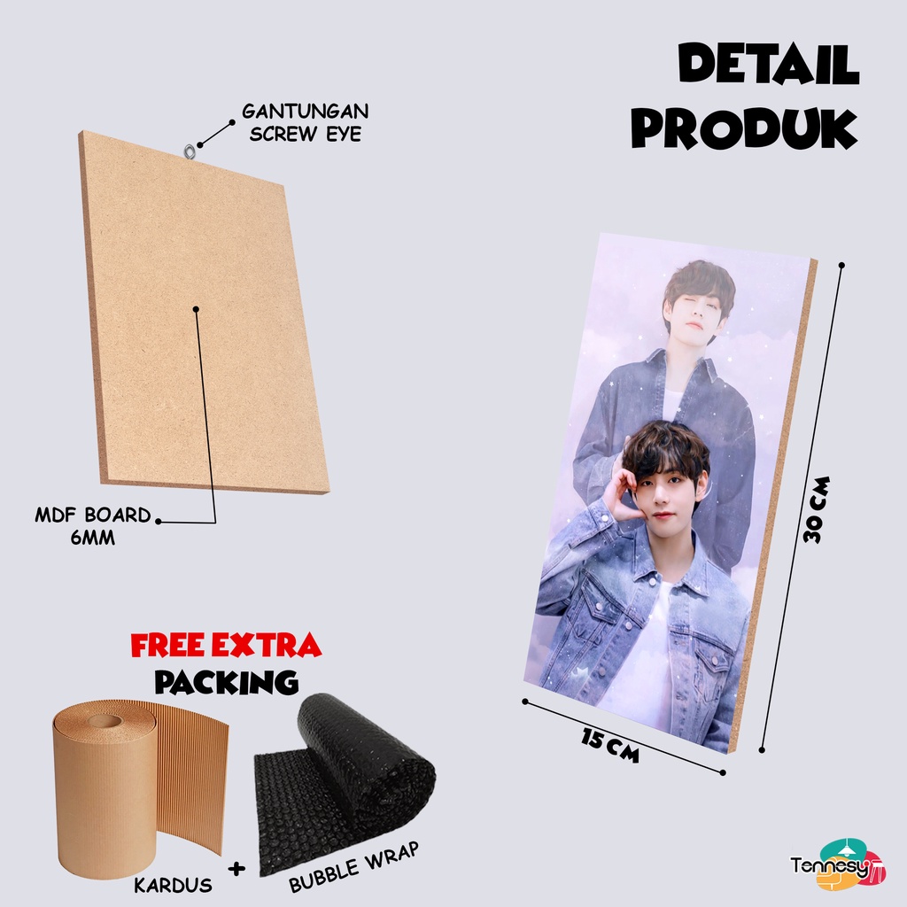 HIASAN DINDING WALL DECOR BTS NEW KPOP KOREA 15x30CM PAJANGAN KAYU POSTER DEKORASI DINDING KAMAR RUMAH